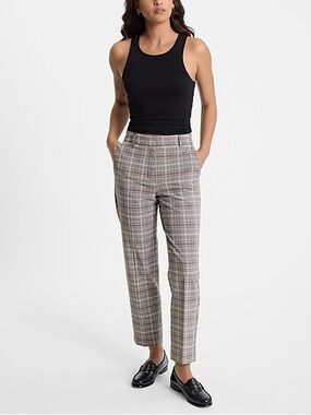 NEW Express Editor Super High Waisted Plaid Straight Ankle Pant Size 10 Long